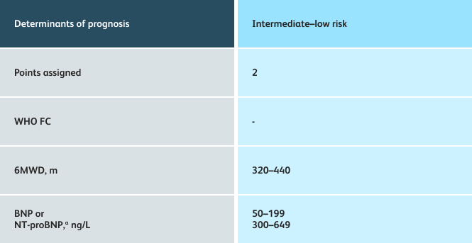 4 Strata Risk Assessment Table containing determinants of prognosis vs Intermediate low risk